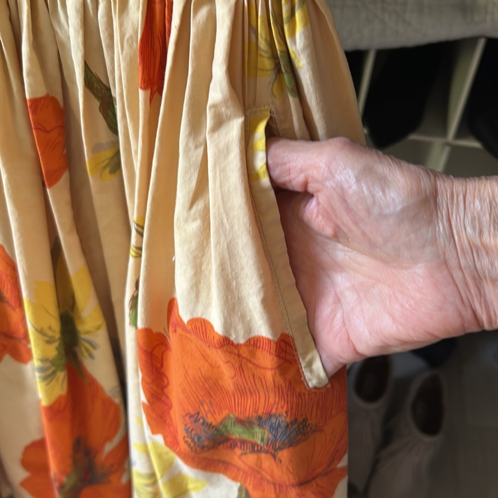 Orange and yellow poppy flowered dress